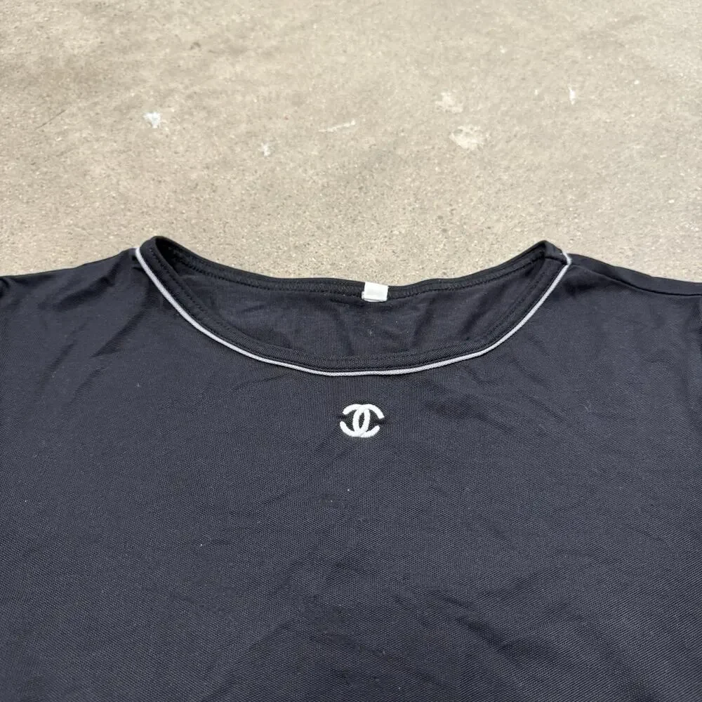 VINTAGE 90s CHANEL DESIGNER 3/4 SLEEVE EMPLOYEE BLOUSE WOMENS SMALL